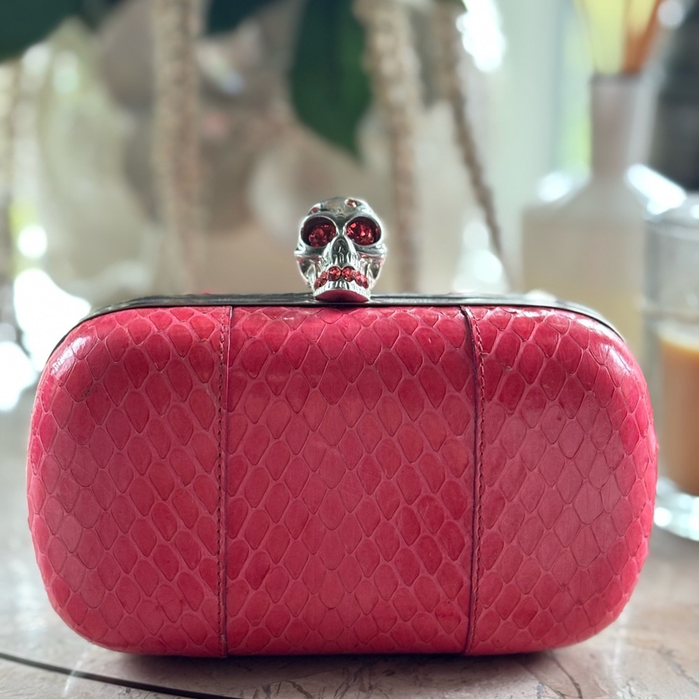 Alexander McQueen Pink Satin Box Clutch